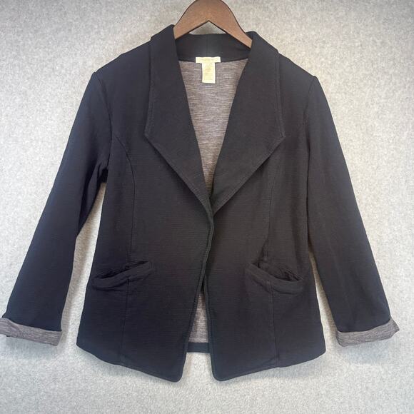 Matty M Jackets & Blazers - Matty M Blazer Jacket Womens Medium Black 100% Cotton Open Front Rolled Sleeves